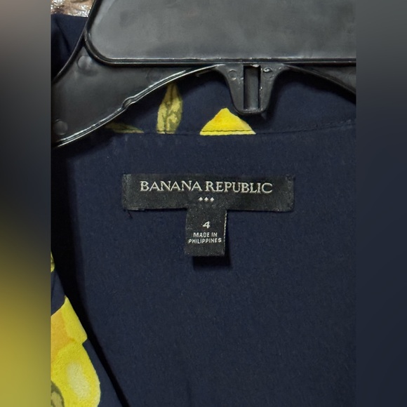 Banana Republic Navy and Lemon Midi Dress Size 4 - Picture 5 of 7